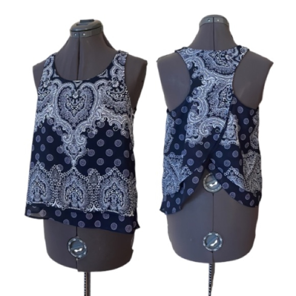 Patrons of Peace Blue Layered Tank Top Size Small